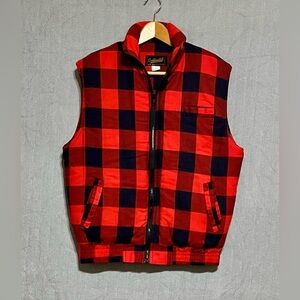 Men’s Continental Red and Black Checkered‎ Flannel Vintage Vest Size Medium